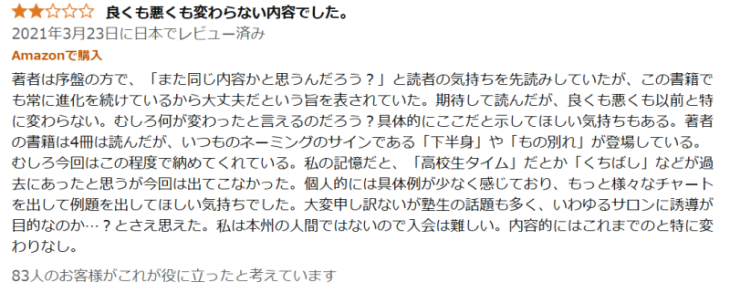 相場師朗の本の悪い評判①