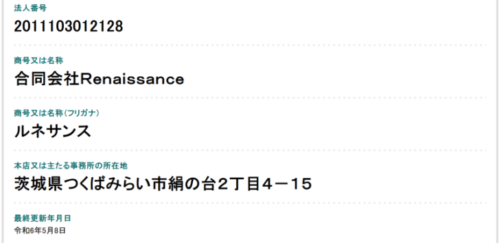 合同会社Renaissanceの企業情報