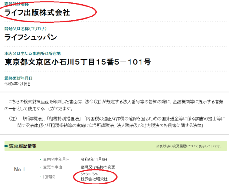 昭栄社は現在「ライフ出版」